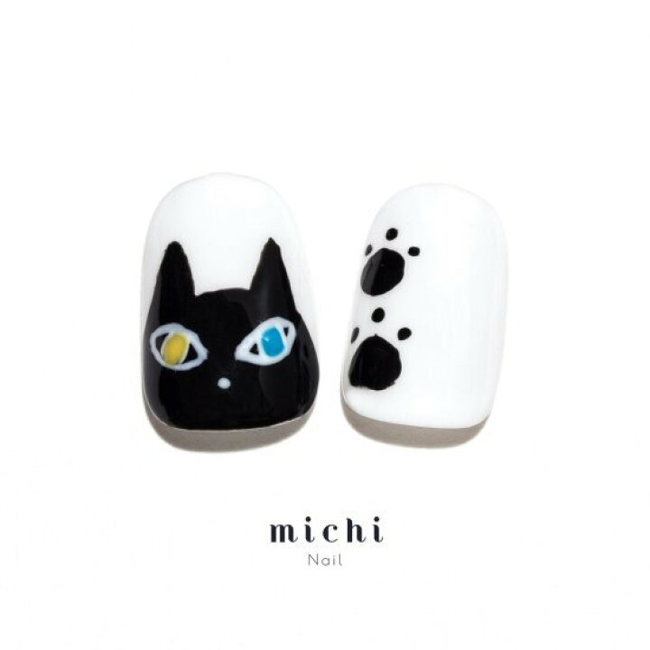 楽天市場】オッドアイの黒猫さんネイル michinail ネイルチップ 