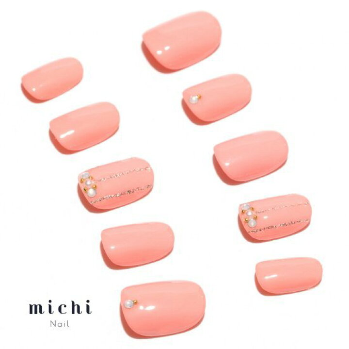 楽天市場 コーラルピンクシルバーラインネイル Michinail ネイルチップ ミチネイル ネイル つけ爪 ハンドメイドネイル ショートネイル ニュアンスネイル ブライダルネイル 成人式ネイル オリジナルtシャツのup T