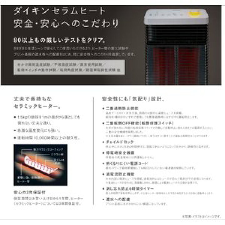 楽天市場】ダイキン工業 DAIKIN セラムヒート 遠赤外線暖房機 CER11WS 