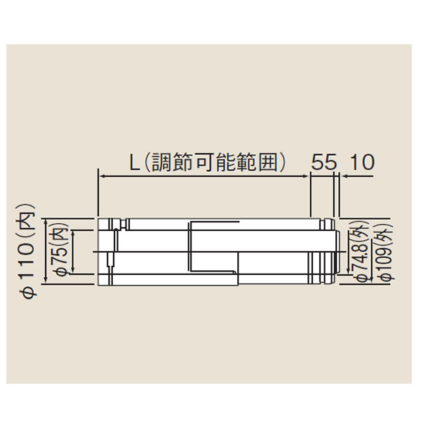 リンナイ 給湯オプション 給排気部材 Φ100×Φ75 スライド管 FFWS-500 21