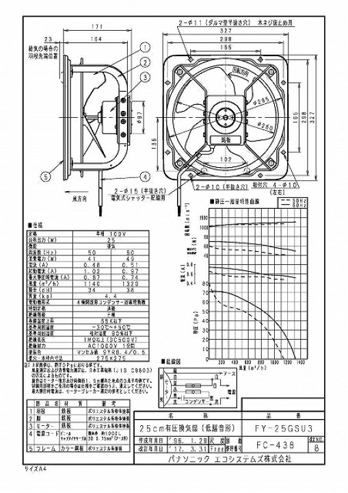 楽天市場】パナソニック 換気扇 【FY-25GSU3】有圧換気扇 有圧換気扇 