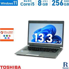 【5/9 20時～ポイント合計最大35倍！】東芝 TOSHIBA Dynabook R63 第6世代 Core i5 メモリ:8GB M.2 SSD:256GB ノートパソコン Microsoft Office 2021搭載 13.3インチ 無線LAN HDMI SDカードスロット 中古パソコン ノートPC Windows 11 搭載 Windows 10 Office2021