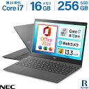 MS Office 2024 H&B 搭載｜中古ノートパソコン Core i7 第10世代 10510U メモリ 16GB SSD 256GB NEC VKV18GZG9 13.3型 モバイルPC Windows11 Office付 WEBカメラ Type-C タイプC HDMI Bluetooth 無線 Wi-Fi FHD 1,920×1,080 整備済み 中古PC 中古パソコン 10世代以降