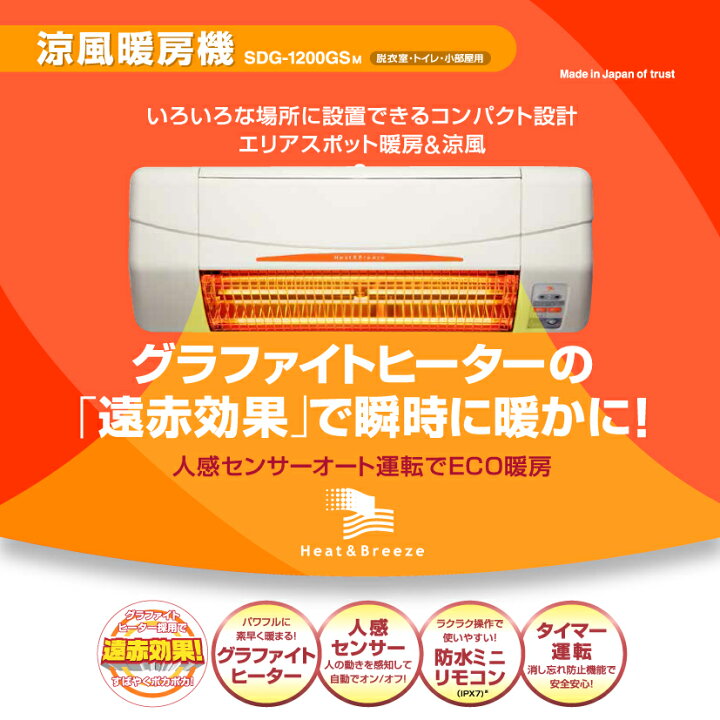 楽天市場】脱衣所 洗面所 暖房 壁掛け 日本製 高須産業 涼風暖房機 SDG 