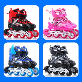 インライン　スケート（A）子供用　BAIBO INLINE SKATE KID'S　光るウィール　子供　キッズ　ジュニア　ストリート　サイズ調整可　【あす楽】 LED ホイール 光る タイヤ ローラーブレード ローラースケート スケボー 小学生 S/M/L HOWTO冊子　プレゼント　18cmから26.5cm