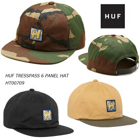 HUF ハフ TRESSPASS 6 PANEL HAT トレスパス キャップ 6パネル 綿 コットン ストラップバック 帽子 ストリート スケボー メンズ レディース HT00709 キース・ハフナゲル