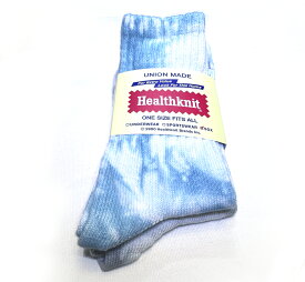 HEALTHKNIT (ヘルスニット) TIE DYE SOCKS タイダイ ソックス 2カラー 2サイズ（メンズ、レディース）2足セット オレンジ/イエロー、サックス/グレー [191-3613・191-3658] クルーソックス スケートソックス 靴下 2Pパック 【国内正規品】25-27cm、23-25cm