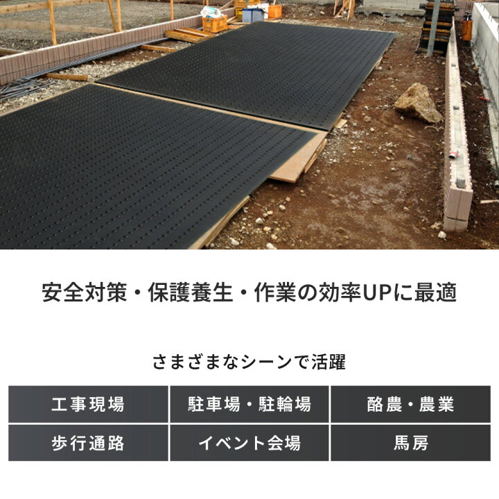 多目的 ゴムマット mm Lク 馬房 養生 エコマーク認定 弾力性 農業 1x2m 代引不可 用 滑らず疲れず 表面フラットタイプ 畜産 緩衝材 歩行用 日東化工