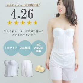 【ブライダルインナー　大人気セット】【フォト婚おすすめ】送料 交換無料 大人気ドレスインナー ブライダルインナー3点セット 補正効果 背中開き 広い ドレス ビスチェ 海外ウエディング ドレスインナー ランキング1位 くびれ ホワイト 安い [M便 5/7]