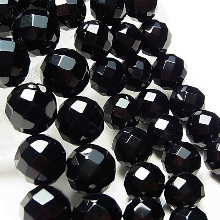 楽天市場】オニキス ブラックオニキス 64面カット【8mm珠連売り：一連 