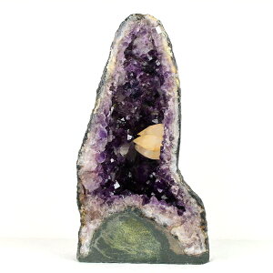 ■約7.72kg■【激レア・背面セメント加工無し】純天然 アメジストドーム カペーラ ジオード 蛍光カルサイト共生 ブラジル・リオグランデドスル州アメティスタドスル産 紫水晶|アメジスト