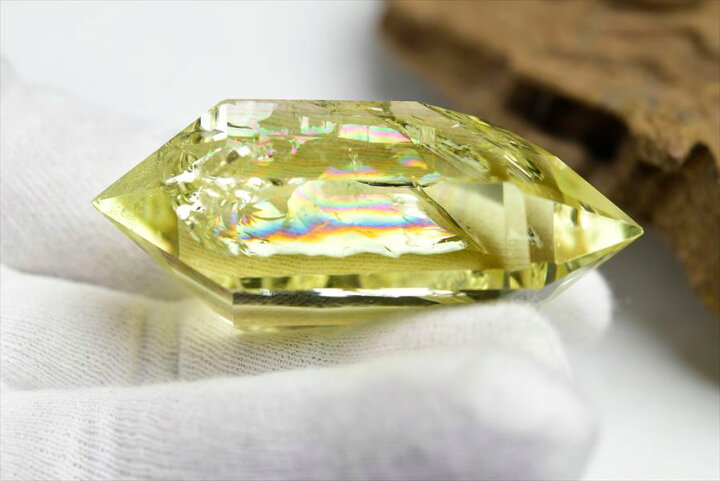 楽天市場】虹入り シトリン ダブルポイント 両剣黄水晶□ブラジル産 