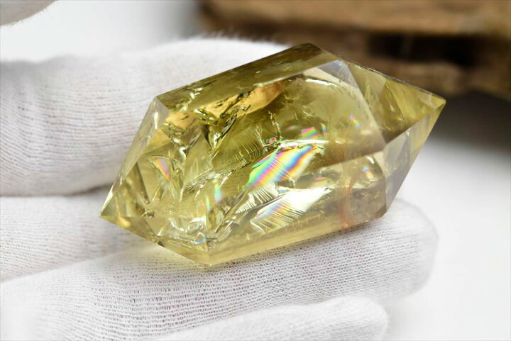 楽天市場】虹入り シトリン ダブルポイント 両剣黄水晶□ブラジル産 