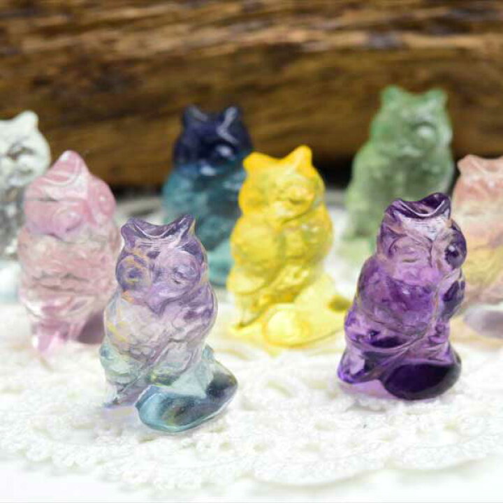 楽天市場】フローライト 蛍石 フクロウ 置物ミニチュアサイズ【販売 