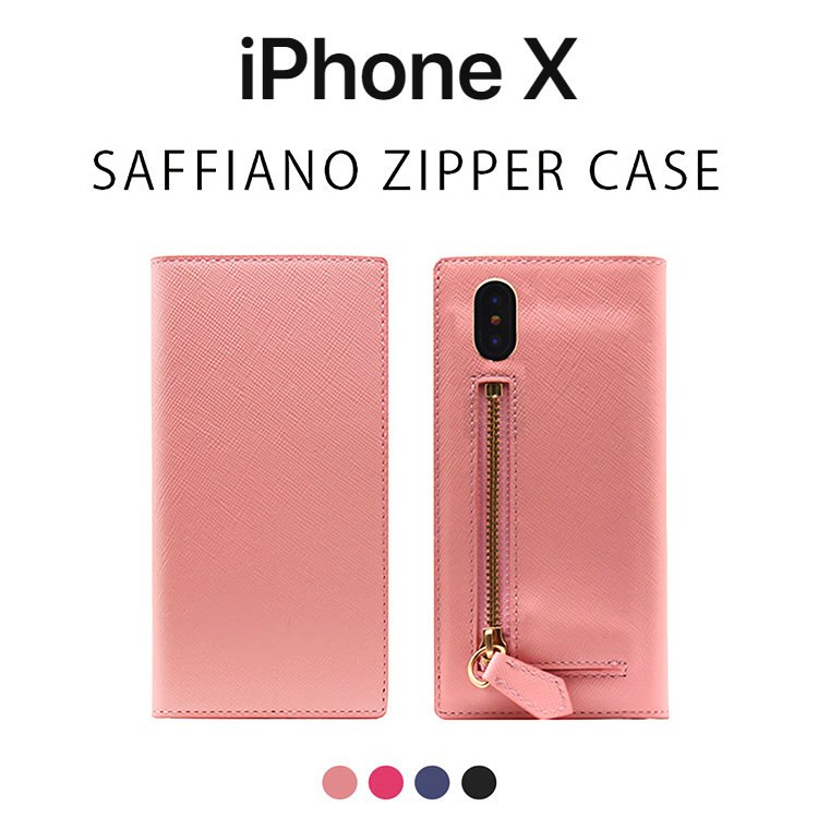 iPhone X アイフォン 最大61%OFFクーポン ジッパー サファアーノ シンプル iPhoneX ケース 新登場 SLG Design Saffiano レザー Case カバー お取り寄せ Zipper サフィアーノジッパーケース アイフォンX 手帳型 本革 エスエルジー