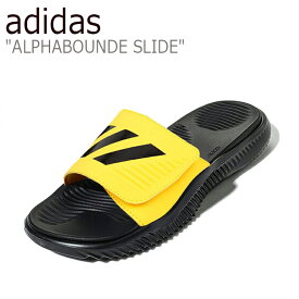 アディダス サンダル adidas メンズ レディース ALPHABOUNDE SLIDE アルファバウンス スライド BLACK ブラック YELLOW イエロー FX1327 シューズ 【中古】未使用品