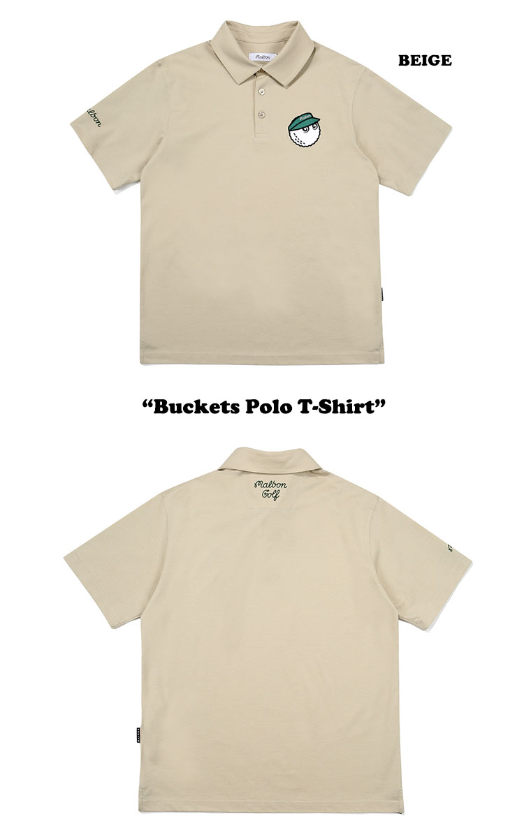 マルボンゴルフ MALBON GOLF メンズ Buckets Polo T-Shirt バケッツ T-シャツ ポロ 半袖 全5色  M2121PTS04WHT/KHK/BEI/BL/BLK ウェア | upsuke