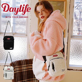 デイライフ クロスバッグ Daylife 正規販売店 Fleece Mini Cross Bag フリース ミニクロスバッグ BLACK ブラック IVORY アイボリー Daylife01 バッグ