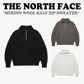 ノースフェイス 韓国 セーター THE NORTH FACE メンズ MERINO WOOL HALF ZIP SWEATSHIRTS メリノ ウール ハーフジップ スウェットシャツ IVORY アイボリー BLACK ブラック COCOA BROWN ココア ブラウン NT7AP51A/B/C 長袖 ウェア【中古】未使用品