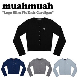 ムアムア カーディガン muahmuah ムーアムーア レディース Logo Slim Fit Knit Cardigan ロゴ スリム フィット ニットカーディガン BLACK ブラック MINT ミント BLUE ブルー CHARCOAL チャコール MUT23103 ウェア