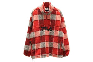 �t�B�� �n�[�t�W�b�v �`�F�b�N �W���P�b�g FILA HALF ZIP CHECK JACKET RED