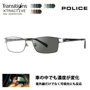 【正規品販売店】ポリス メガネ フレーム サングラス 調光レンズセット VPL173J 568X 54 POLICE スクエア メタル チタン フルリム 伊達眼鏡 メガネ ニコン トランジションズエクストラアクティブ