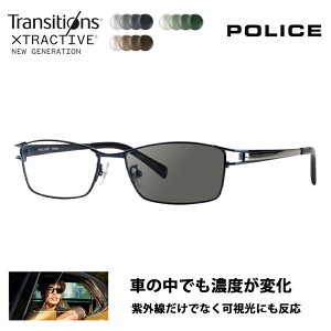 【正規品販売店】ポリス メガネ フレーム サングラス 調光レンズセット VPL173J 0N28 54 POLICE スクエア メタル チタン フルリム 伊達眼鏡 メガネ ニコン トランジションズエクストラアクティブ