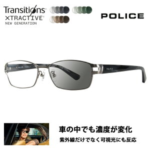 【正規品販売店】ポリス メガネ フレーム サングラス 調光レンズセット VPLA99J 0SLD 55 POLICE スクエア フルリム メタル チタン 伊達眼鏡 メガネ ニコン トランジションズエクストラアクティブ
