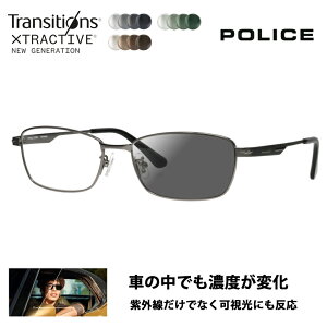 【正規品販売店】ポリス メガネ フレーム サングラス 調光レンズセット ニコン トランジションズエクストラアクティブ ニュージェネレーション 運転 ドライブ VPLM43J 0568 55 POLICE スクエア フ