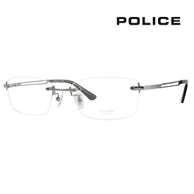 【正規品販売店】ポリス メガネ フレーム VPLL39J 0568 55 POLICE 2023年モデル メンズ スクエア リムレス ツーポイント 縁なし チタニウム 伊達眼鏡 メガネ