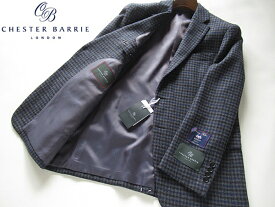 SALE 秋冬 正規品 チェスター・バリーCHESTER BARRIE×MOONウールジャケット メンズ ブレザーブルー×グレー×黒 定価63,800円(税込）