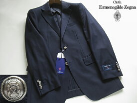 春夏 最高級 エルメネジルド ゼニアTRAFALD×Ermenegildo Zegna TROFEO紺ブレザー メタル釦ウールジャケット 濃紺