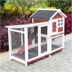 【10% OFFクーポン】屋外ウサギケージ木製鶏小屋 ウサギケージ うさぎケージ ウサギ小屋 うさぎ小屋 ラビットケージ屋外二層木製チキン小屋 木製小動物 アパートメント フラット換気