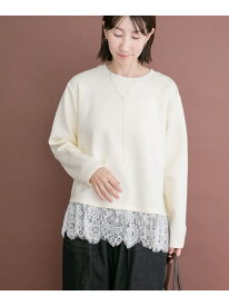 レース切り替えダンボールトップス URBAN RESEARCH ITEMS アーバンリサーチアイテムズ トップス スウェット・トレーナー ホワイト ブラウン グレー【先行予約】*【送料無料】[Rakuten Fashion]