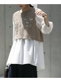 レースドッキングブラウス URBAN RESEARCH ITEMS アーバンリサーチアイテムズ トップス シャツ・ブラウス ブラック ベージュ ブラウン【送料無料】[Rakuten Fashion]