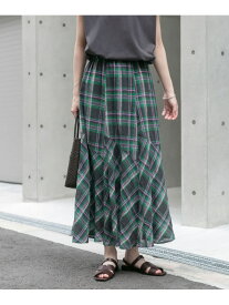 【SALE／50%OFF】チェック切替えスカート URBAN RESEARCH ITEMS アーバンリサーチアイテムズ スカート ロング・マキシスカート グリーン パープル【RBA_E】[Rakuten Fashion]