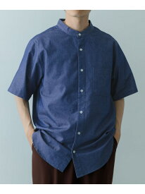 【SALE／60%OFF】TCインディゴ バンドカラー半袖シャツ URBAN RESEARCH ITEMS アーバンリサーチアイテムズ トップス シャツ・ブラウス ブルー ネイビー【RBA_E】[Rakuten Fashion]