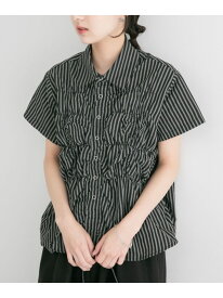 【SALE／30%OFF】シャーリングストライプシャツ URBAN RESEARCH ITEMS アーバンリサーチアイテムズ トップス シャツ・ブラウス ベージュ ブラウン ブラック【RBA_E】【送料無料】[Rakuten Fashion]