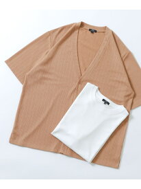 【SALE／70%OFF】『接触冷感』ランダムピッチ5sカーディガン+冷感Tシャツ セット URBAN RESEARCH ITEMS アーバンリサーチアイテムズ トップス カットソー・Tシャツ グレー ブラック ネイビー ベージュ【RBA_E】[Rakuten Fashion]