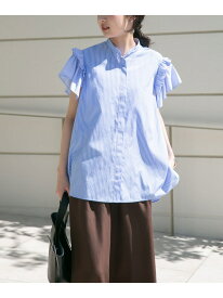 【SALE／50%OFF】ソデフリルノーカラーブラウス URBAN RESEARCH ITEMS アーバンリサーチアイテムズ トップス シャツ・ブラウス ブラック ブルー【RBA_E】[Rakuten Fashion]