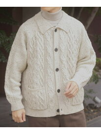 【SALE／50%OFF】ウール混 フィッシャーマンカーディガン URBAN RESEARCH ITEMS アーバンリサーチアイテムズ トップス カーディガン ブラック ホワイト ネイビー【RBA_E】【送料無料】[Rakuten Fashion]