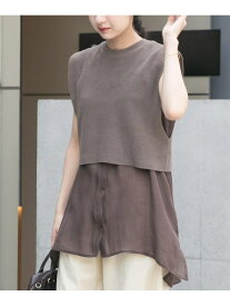 【SALE／60%OFF】ノースリーブニットドッキングシャツ URBAN RESEARCH ITEMS アーバンリサーチアイテムズ トップス シャツ・ブラウス ブラウン ホワイト ブラック【RBA_E】[Rakuten Fashion]