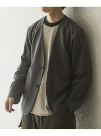 【SALE／50%OFF】クレープジョーゼットノーラペルジャケット URBAN RESEARCH ITEMS アーバンリサーチアイテムズ ジャケット・アウター ノーカラージャケット ブラック グレー【RBA_E】【送料無料】[Rakuten Fashion]