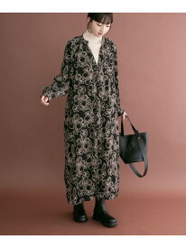 アートフラワープリントワンピース URBAN RESEARCH ITEMS アーバンリサーチアイテムズ ワンピース・ドレス ワンピース ブラック ブラウン ホワイト【先行予約】*【送料無料】[Rakuten Fashion]