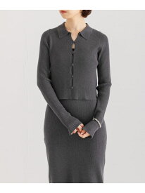 【SALE／50%OFF】シャツカラーリブニットカーディガン URBAN RESEARCH アーバンリサーチ トップス カーディガン ホワイト グレー グリーン【RBA_E】【送料無料】[Rakuten Fashion]