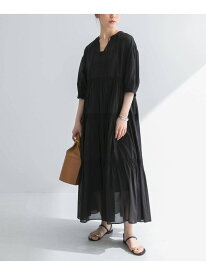 【SALE／40%OFF】コットンボイルティアードワンピース URBAN RESEARCH アーバンリサーチ ワンピース・ドレス ワンピース ブラック カーキグリーン【RBA_E】【送料無料】[Rakuten Fashion]