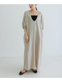 【SALE／60%OFF】リネンレーヨンUネックワンピース URBAN RESEARCH アーバンリサーチ ワンピース・ドレス ワンピース グレー ベージュ【RBA_E】【送料無料】[Rakuten Fashion]