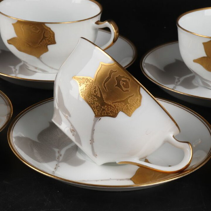 楽天市場】大倉陶園 金蝕バラカップ＆ソーサー6客 27/R-307 〇 : uraart 