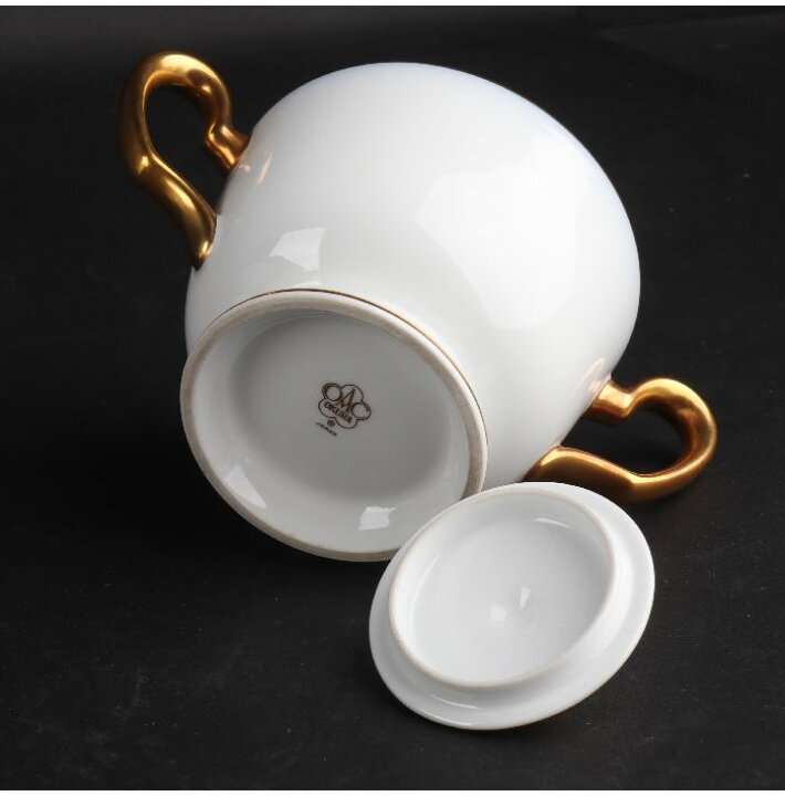 美品＊大倉陶園 OKURA 瑠璃片葉金蝕 ティーポット シュガー クリーマー  