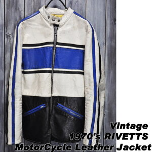 �yajito�zHappyend �n�b�s�[�G���h 1970's RIVETTS MotorCycle Leather Jacket �V���O�� ���C�_�[�X �U���A���}�b�R�C�Y �u�R�@�X�^�C���L���O�@���U�[ �r���e�[�W �R�[�g ���B���e�[�W�@�u���]��